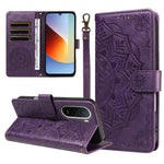 For Xiaomi Redmi A7 Pro 4G (171.56mm) Wallet Case Embossed Mandala Pattern PU Leather + TPU Cover with Wrist Strap