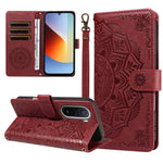 For Xiaomi Redmi A7 Pro 4G (171.56mm) Wallet Case Embossed Mandala Pattern PU Leather + TPU Cover with Wrist Strap