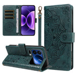 For Xiaomi 17 Pro Wallet Case Embossed Mandala Pattern PU Leather + TPU Cover with Wrist Strap