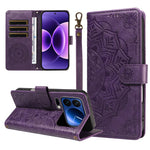 For Xiaomi 17 Pro Wallet Case Embossed Mandala Pattern PU Leather + TPU Cover with Wrist Strap