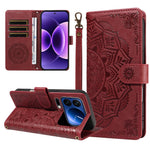 For Xiaomi 17 Pro Wallet Case Embossed Mandala Pattern PU Leather + TPU Cover with Wrist Strap