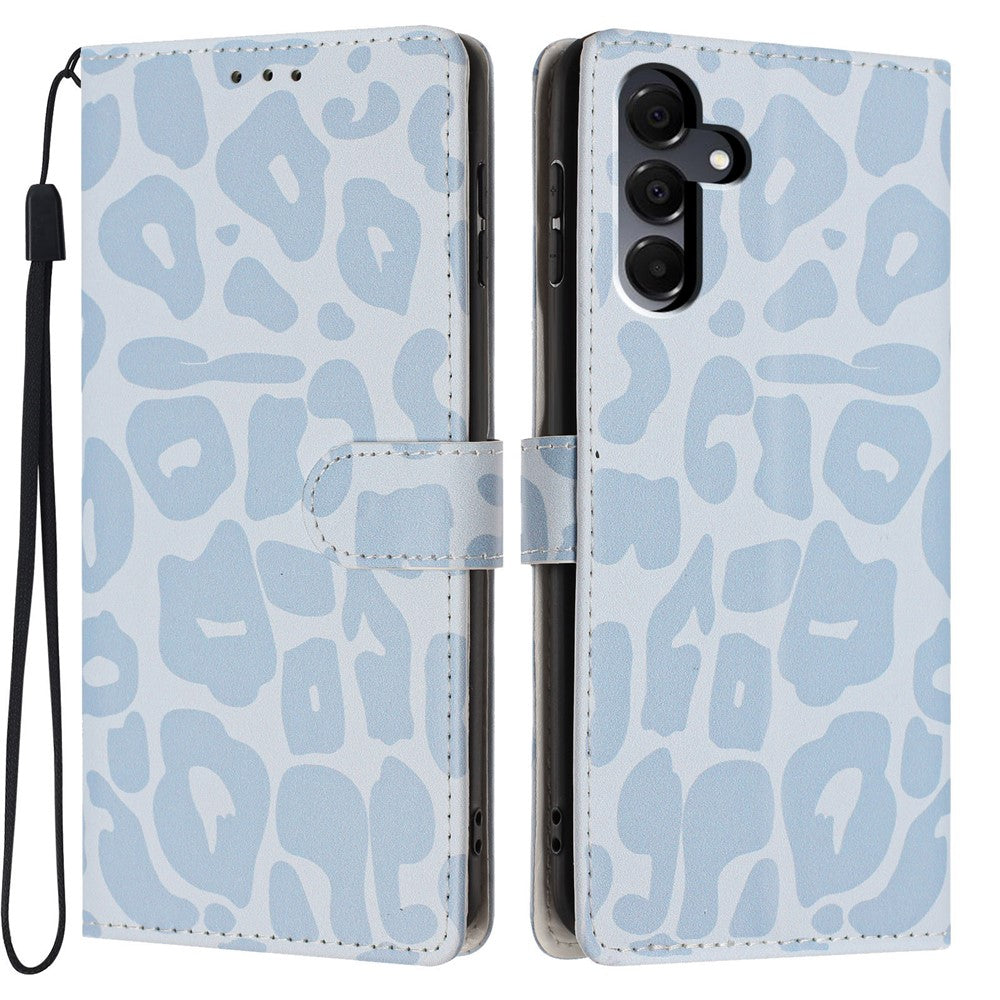 For Samsung Galaxy A16 5G / A16 4G Case Leopard Print Wallet Stand Flip Leather Phone Cover with Wrist Strap