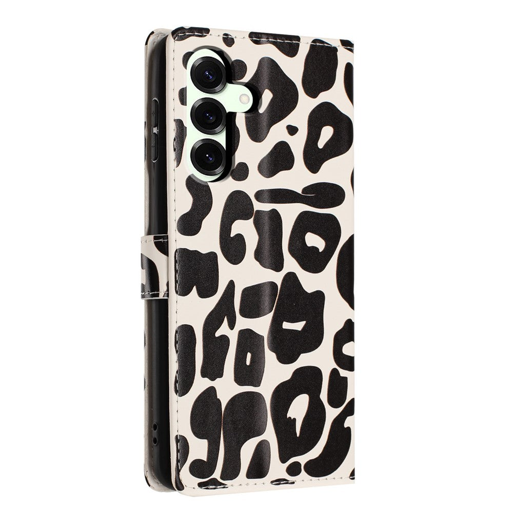 For Samsung Galaxy A27 5G Case Leopard Print Wallet Stand Flip Leather Phone Cover with Wrist Strap