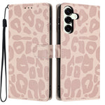 For Samsung Galaxy A27 5G Case Leopard Print Wallet Stand Flip Leather Phone Cover with Wrist Strap
