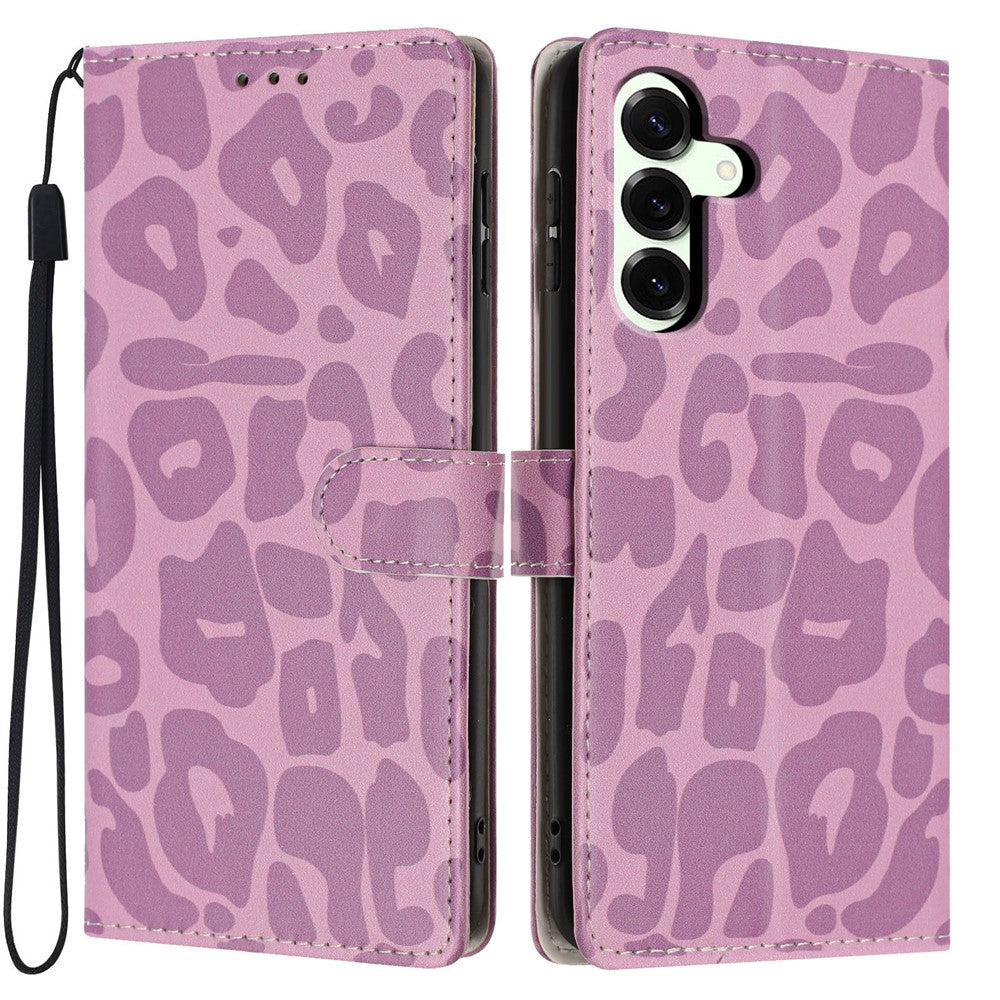 For Samsung Galaxy A27 5G Case Leopard Print Wallet Stand Flip Leather Phone Cover with Wrist Strap