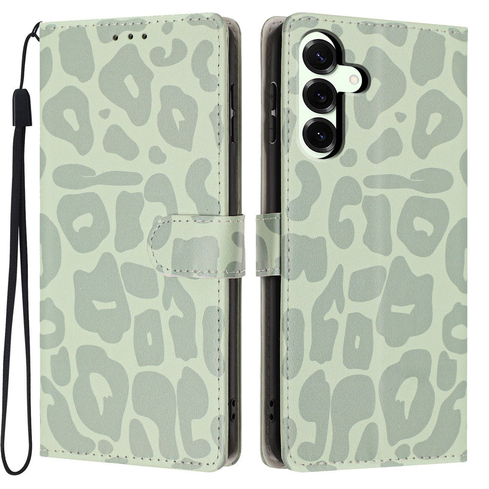 For Samsung Galaxy A27 5G Case Leopard Print Wallet Stand Flip Leather Phone Cover with Wrist Strap