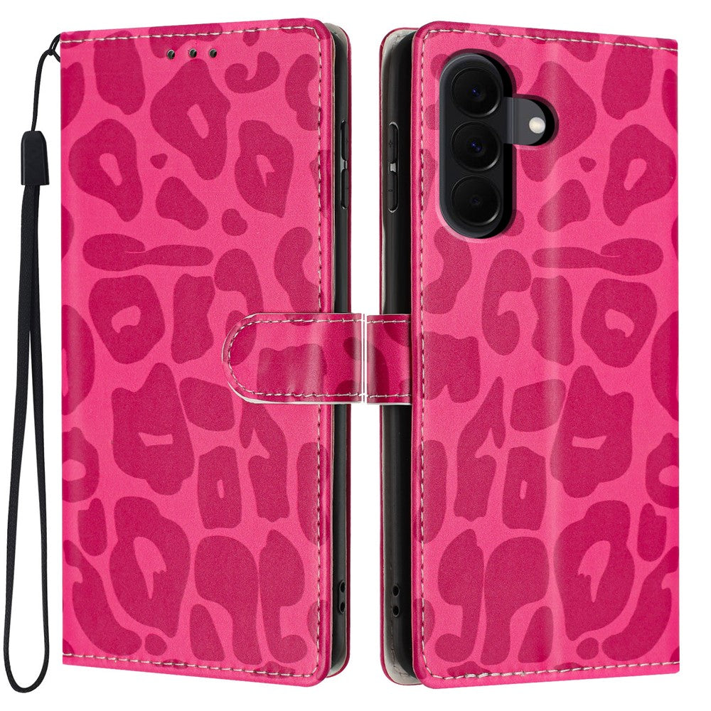 Til Samsung Galaxy A37 5G Etui Leopardmønster Pung Stander Flip Læder Telefoncover med Håndrem