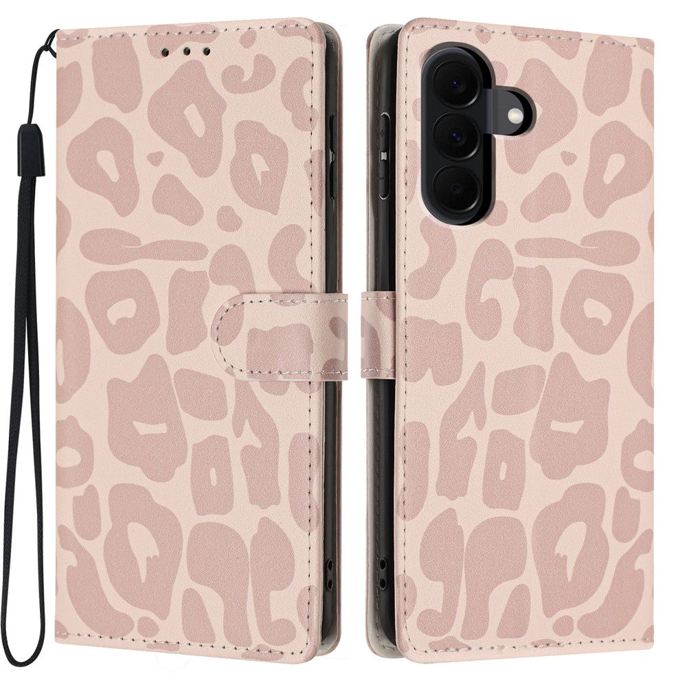 Til Samsung Galaxy A37 5G Etui Leopardmønster Pung Stander Flip Læder Telefoncover med Håndrem