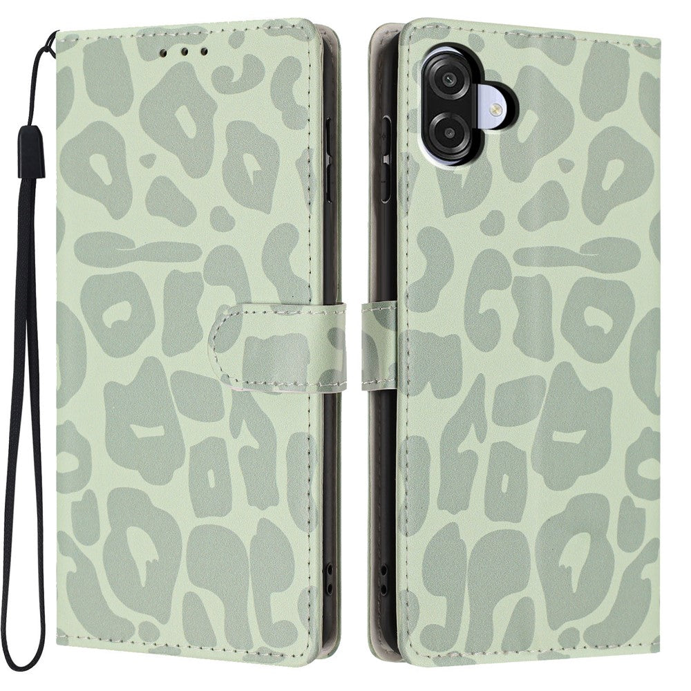 For Samsung Galaxy A08 5G / A08 4G / A07 5G / A07 4G Case Leopard Print Wallet Stand Flip Leather Phone Cover with Wrist Strap