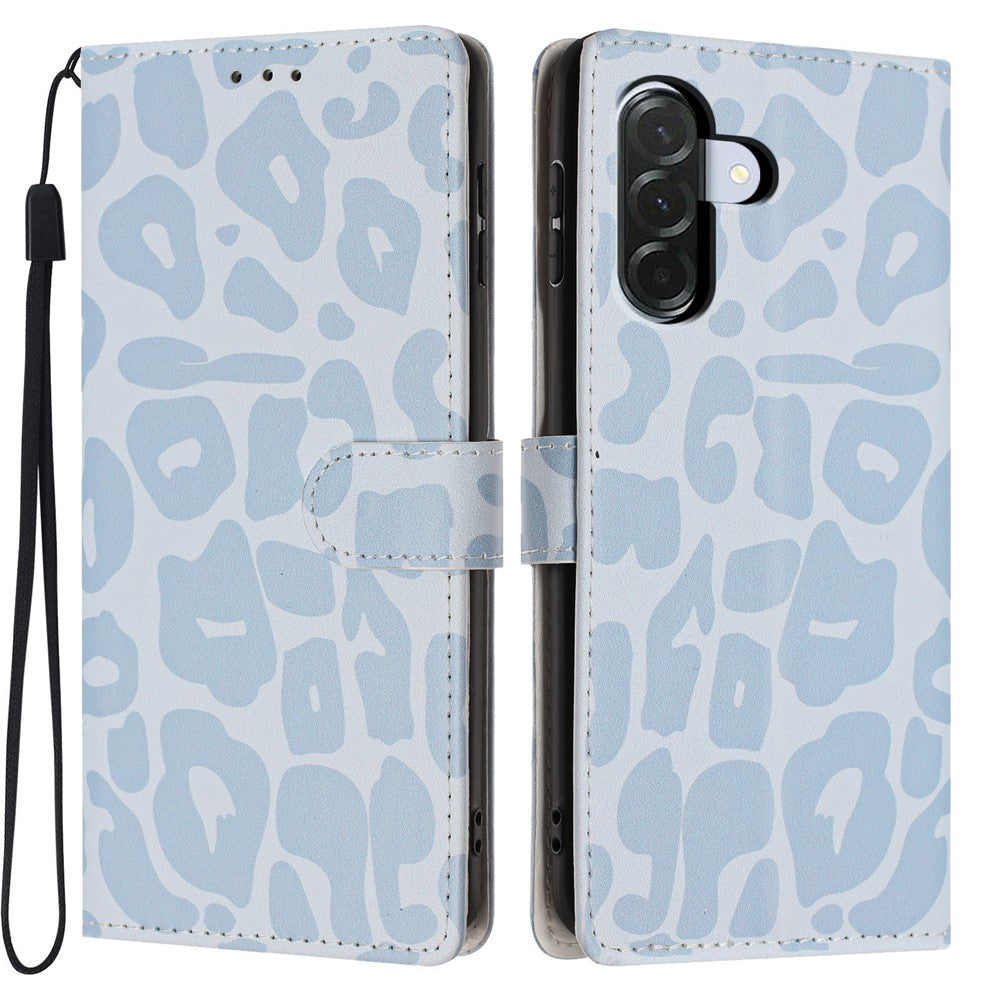 Til Samsung Galaxy A36 5G Etui Leopard Print Pung Stand Flip Læder Telefoncover med Håndledsrem