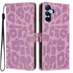 For Samsung Galaxy A15 5G / A15 4G Case Leopard Print Wallet Stand Flip Leather Phone Cover with Wrist Strap
