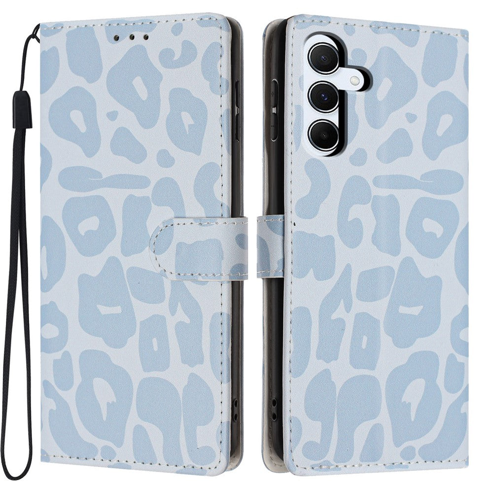For Samsung Galaxy A25 5G (Global) (161mm) Case Leopard Print Wallet Stand Flip Leather Phone Cover with Wrist Strap