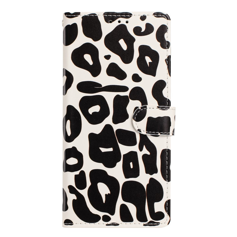 Til Samsung Galaxy S26+ Cover Leopardprint Pung Stativ Flip Læder Telefoncover med Håndledsrem