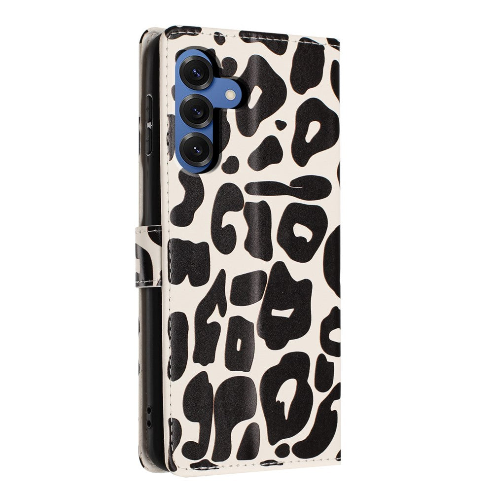 Til Samsung Galaxy S26+ Cover Leopardprint Pung Stativ Flip Læder Telefoncover med Håndledsrem