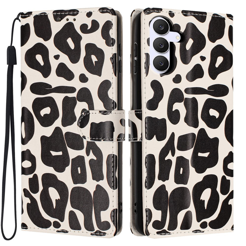 For Samsung Galaxy S26 FE Case Leopard Print Wallet Stand Flip Leather Phone Cover with Wrist Strap