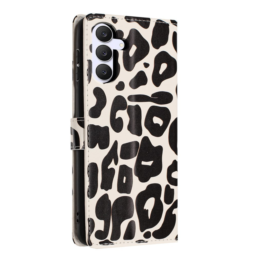 For Samsung Galaxy S26 FE Case Leopard Print Wallet Stand Flip Leather Phone Cover with Wrist Strap