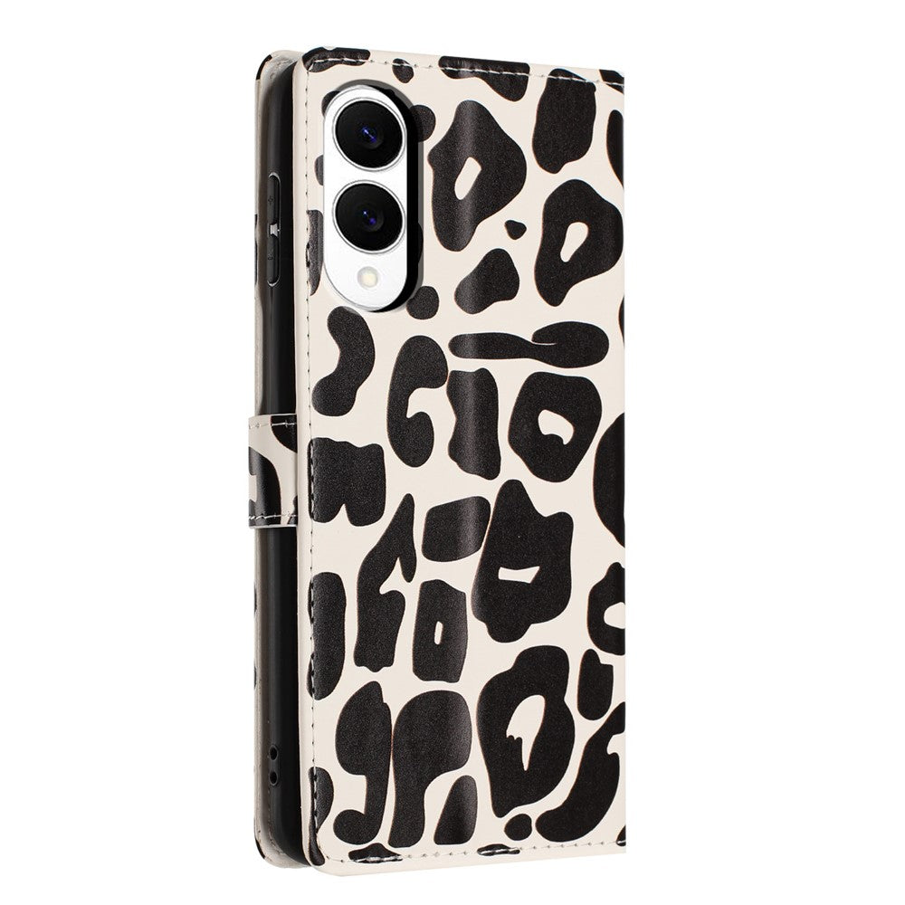 For Samsung Galaxy S25 Edge Case Leopard Print Wallet Stand Flip Leather Phone Cover with Wrist Strap