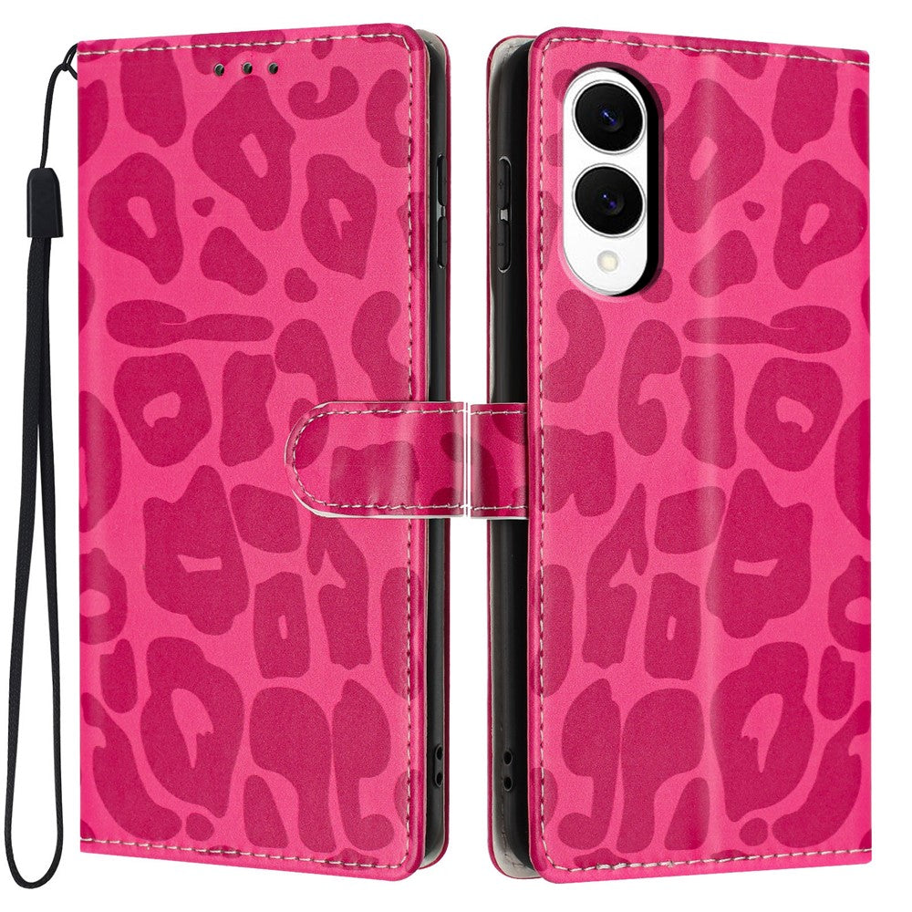 For Samsung Galaxy S25 Edge Case Leopard Print Wallet Stand Flip Leather Phone Cover with Wrist Strap