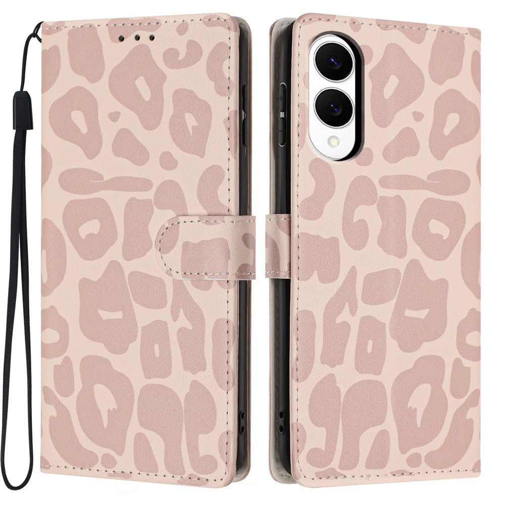 For Samsung Galaxy S25 Edge Case Leopard Print Wallet Stand Flip Leather Phone Cover with Wrist Strap