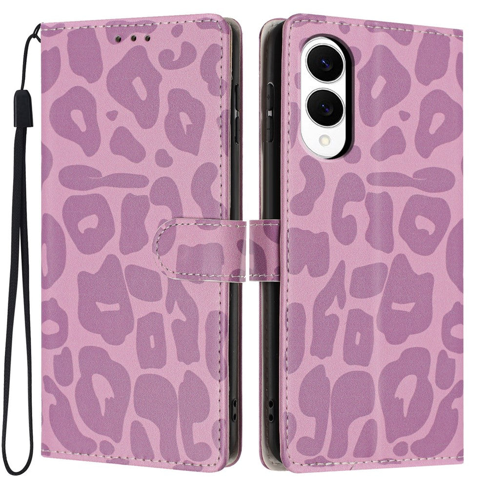 For Samsung Galaxy S25 Edge Case Leopard Print Wallet Stand Flip Leather Phone Cover with Wrist Strap