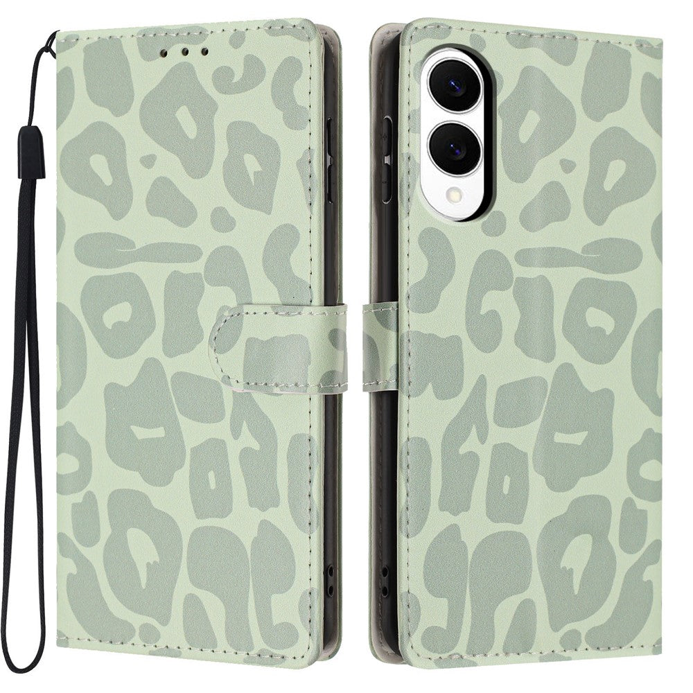 For Samsung Galaxy S25 Edge Case Leopard Print Wallet Stand Flip Leather Phone Cover with Wrist Strap