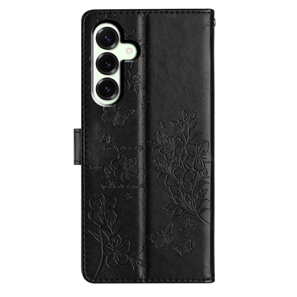 Til Samsung Galaxy A18 4G Pung Telefoncover Sommerfugl Blomsterpræg Læder Flip Cover med Rem