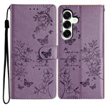 Til Samsung Galaxy A18 4G Pung Telefoncover Sommerfugl Blomsterpræg Læder Flip Cover med Rem