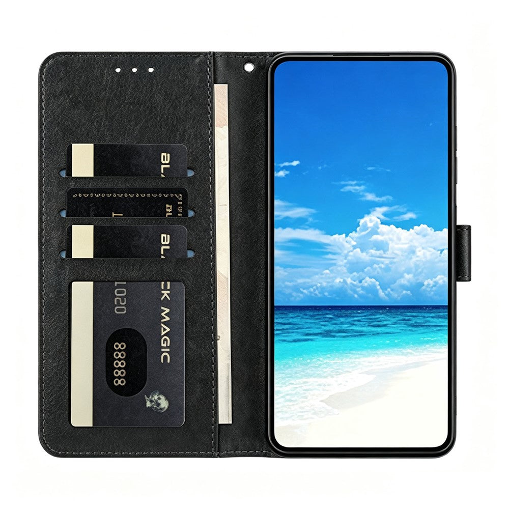 For Samsung Galaxy A18 4G Wallet Case Litchi Texture Leather Flip Cover with Card Slots and Hand Strap