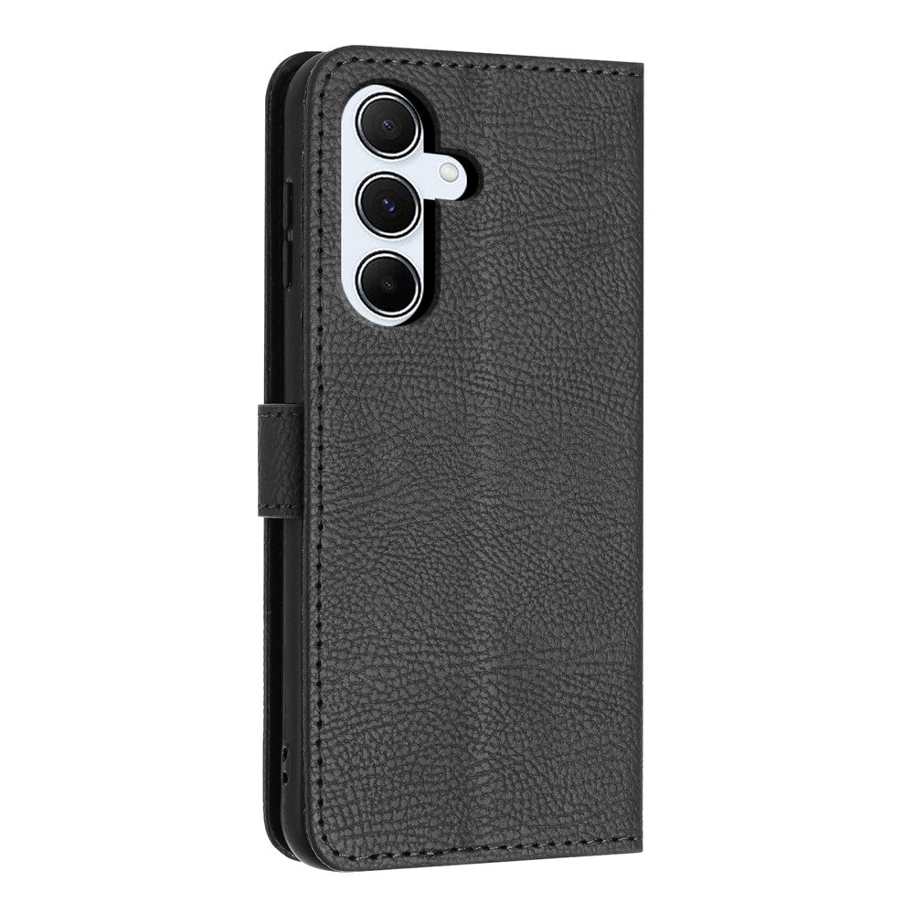 For Samsung Galaxy A18 4G Wallet Case Litchi Texture Leather Flip Cover with Card Slots and Hand Strap