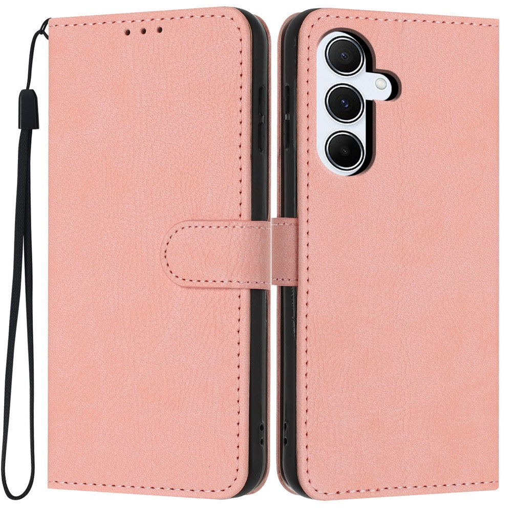 For Samsung Galaxy A18 4G Wallet Case Litchi Texture Leather Flip Cover with Card Slots and Hand Strap
