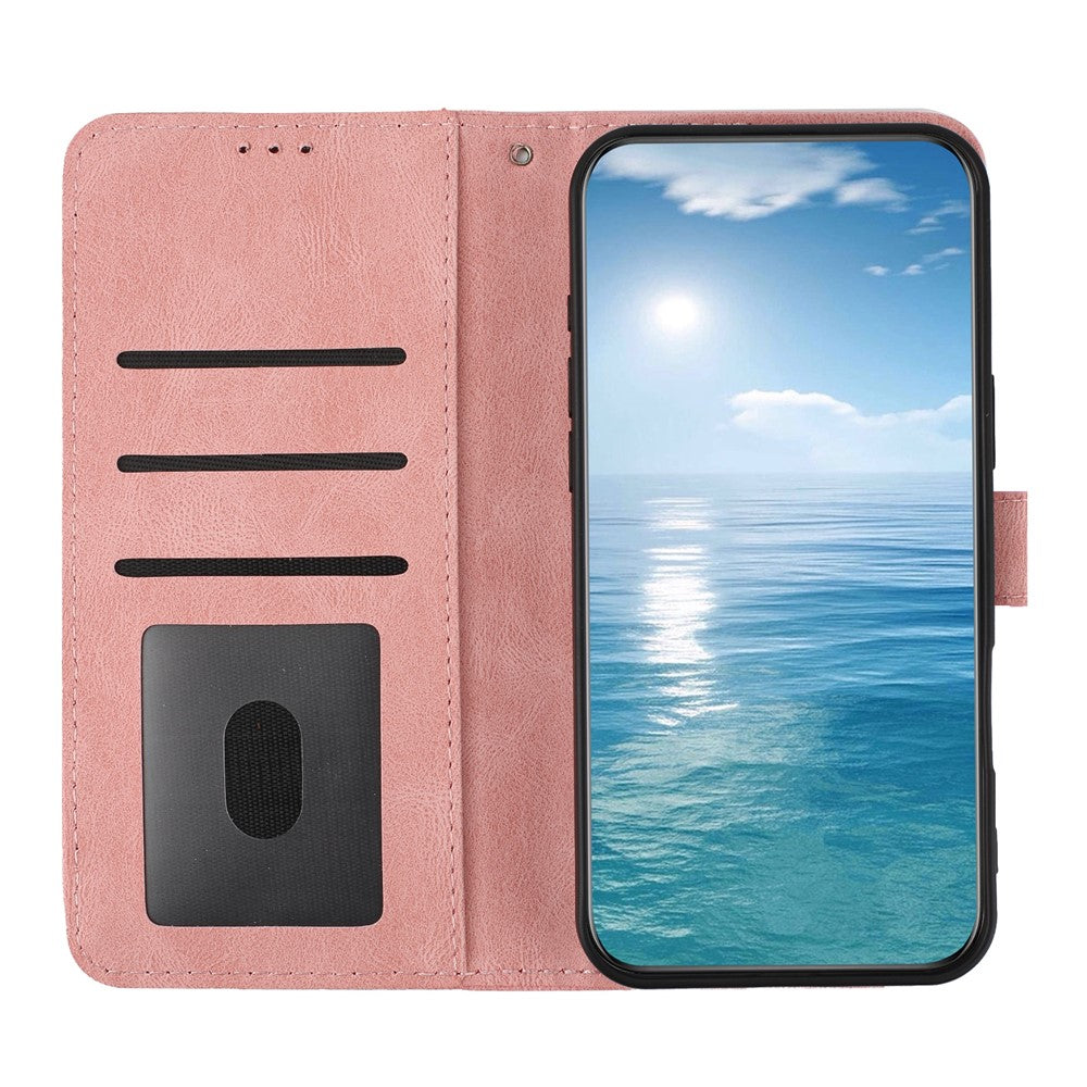For Samsung Galaxy A18 4G Wallet Case Butterfly Flower Imprint PU Leather Phone Cover with Wrist Strap