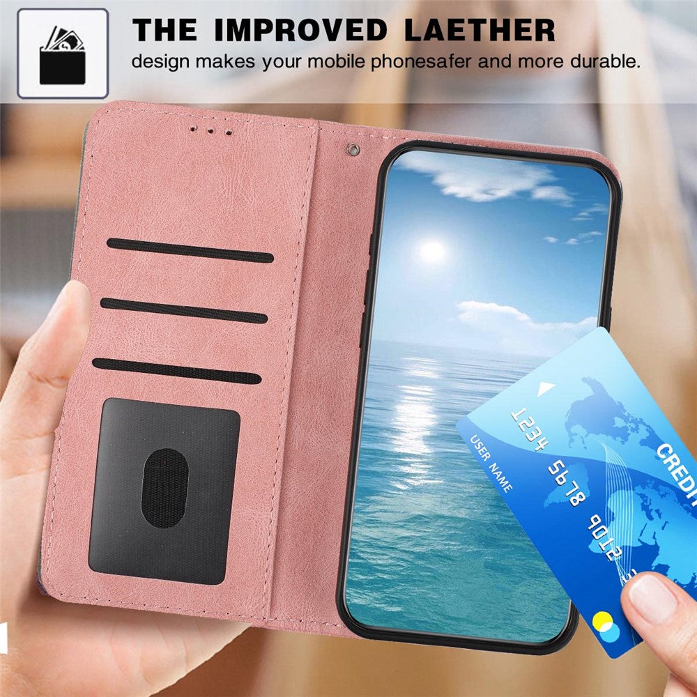 For Samsung Galaxy A18 4G Wallet Case Butterfly Flower Imprint PU Leather Phone Cover with Wrist Strap