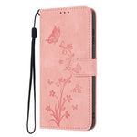 For Samsung Galaxy A18 4G Wallet Case Butterfly Flower Imprint PU Leather Phone Cover with Wrist Strap