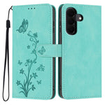 For Samsung Galaxy A18 4G Wallet Case Butterfly Flower Imprint PU Leather Phone Cover with Wrist Strap