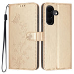 For Samsung Galaxy A18 4G Wallet Case Butterfly Flower Imprint PU Leather Phone Cover with Wrist Strap