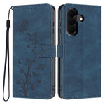 For Samsung Galaxy A18 4G Wallet Case Butterfly Flower Imprint PU Leather Phone Cover with Wrist Strap