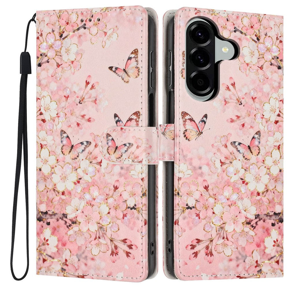 For Samsung Galaxy A18 4G Wallet Cover med Mønsterprint, PU Læder, Standerfunktion og Håndledsrem