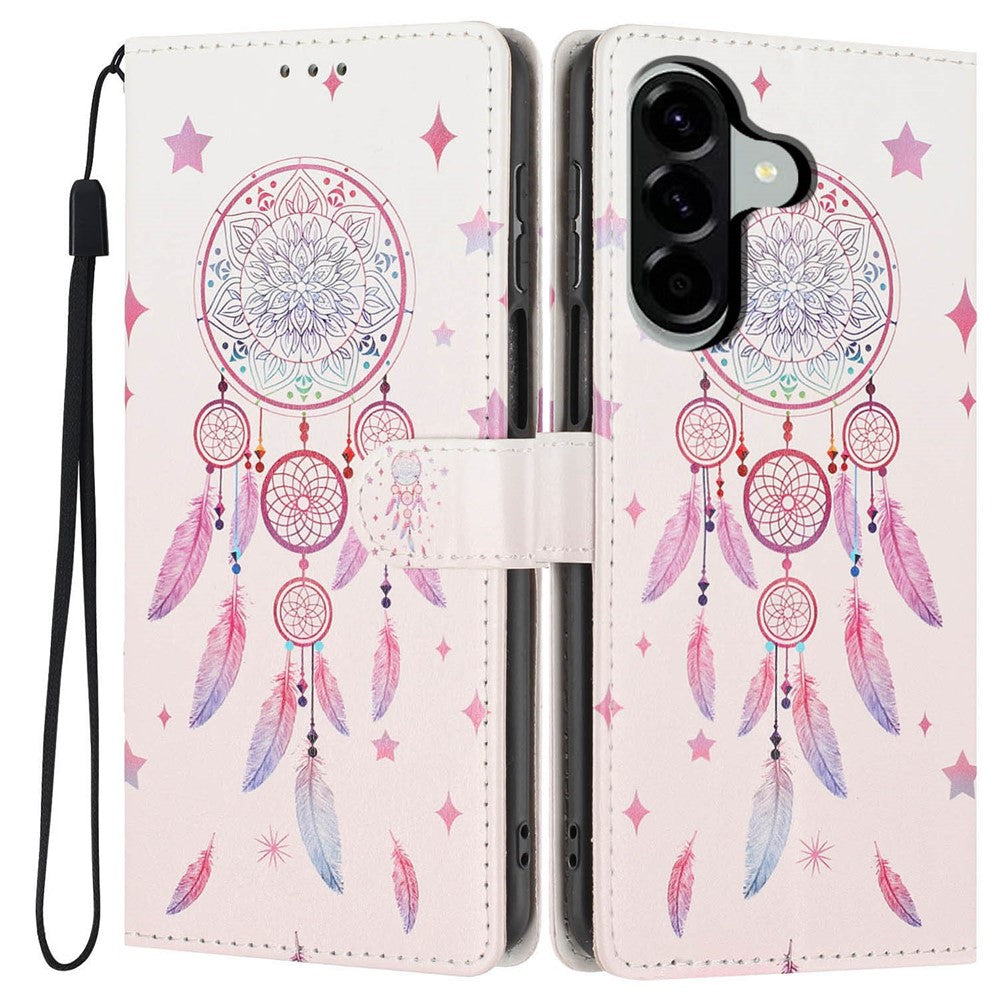 For Samsung Galaxy A18 4G Wallet Cover med Mønsterprint, PU Læder, Standerfunktion og Håndledsrem