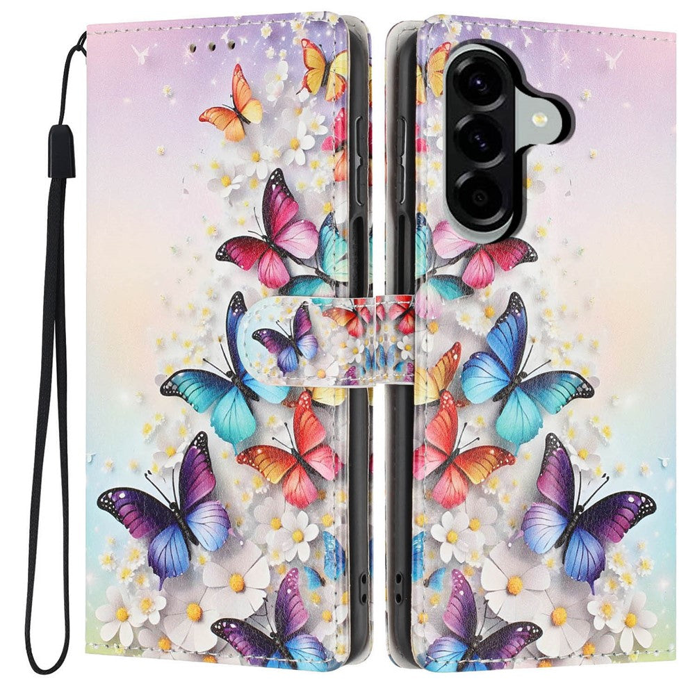 For Samsung Galaxy A18 4G Wallet Cover med Mønsterprint, PU Læder, Standerfunktion og Håndledsrem