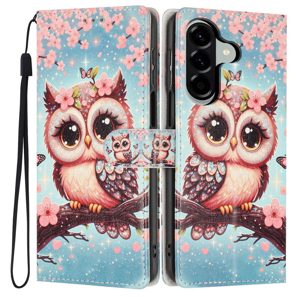 For Samsung Galaxy A18 4G Wallet Cover med Mønsterprint, PU Læder, Standerfunktion og Håndledsrem