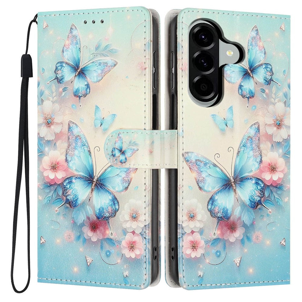 For Samsung Galaxy A18 4G Wallet Cover med Mønsterprint, PU Læder, Standerfunktion og Håndledsrem
