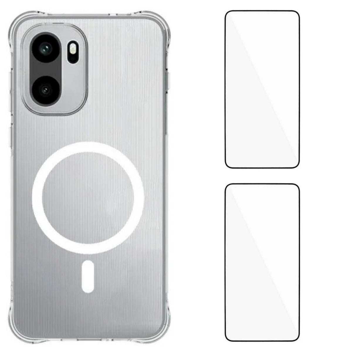 WANLONFENG til OnePlus Ace 6T 5G / OnePlus 15R 5G / OnePlus Ace 6 5G WL1 Series 2,0 mm magnetisk cover gennemsigtig TPU-telefonbagside med 2 stk. skærmfilm