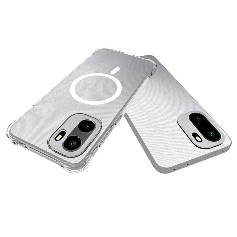 WANLONFENG WL1-serie 2,0 mm magnetisk cover til OnePlus Ace 6T 5G / OnePlus 15R 5G / OnePlus Ace 6 5G, gennemsigtigt TPU-bagcover med 2 skærmbeskyttelsesfilm