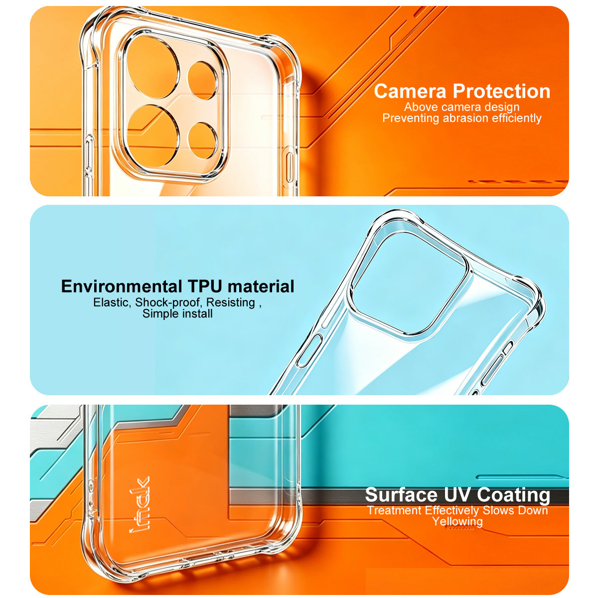 IMAK for Oppo Reno16 FS 5G / Oppo Reno16 F 5G Case TPU Phone Cover Airbag Shockproof Protection - Transparent