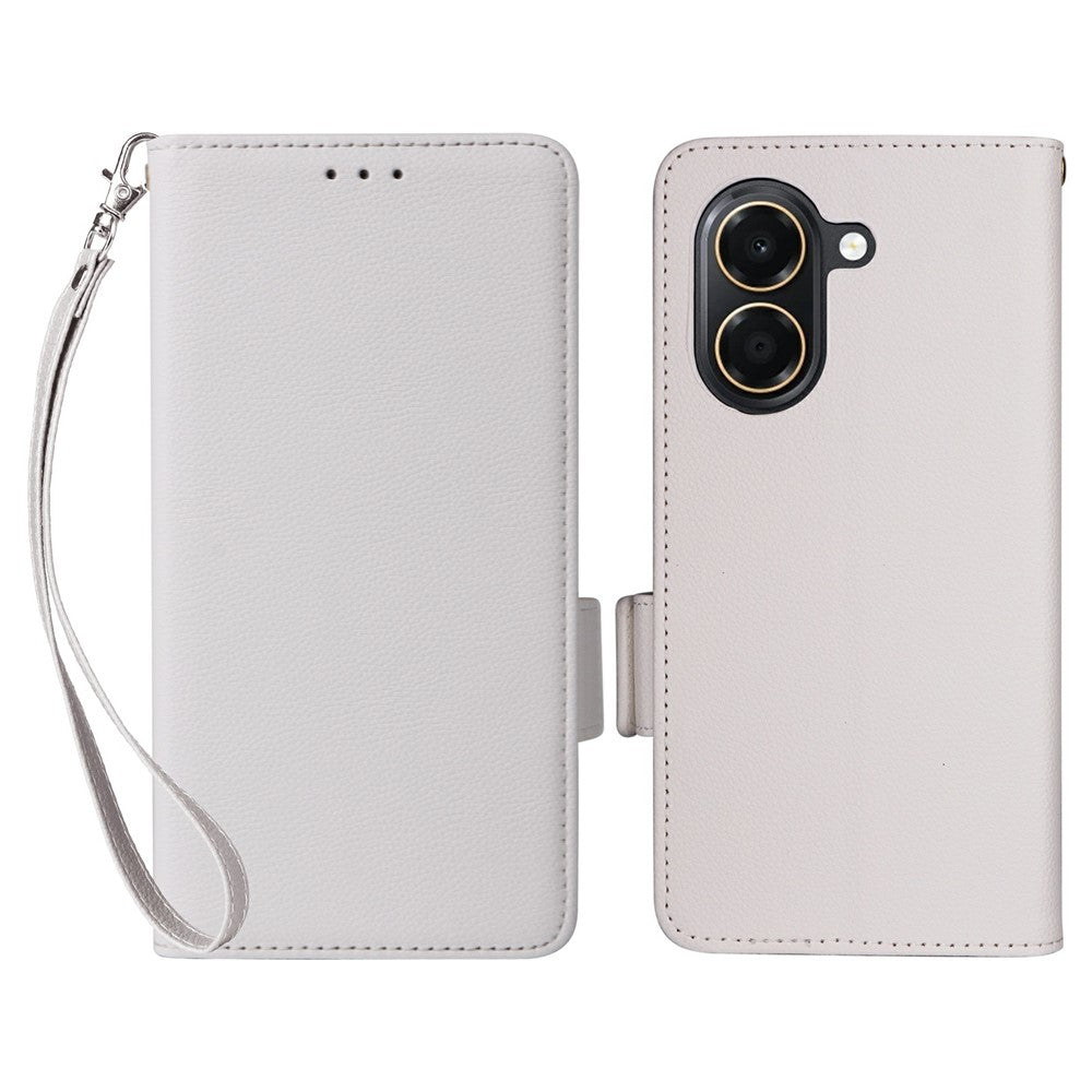 For Honor Play 80 Plus 5G / X7e 4G Case Litchi Texture Wallet Leather Phone Cover with Wrist Strap