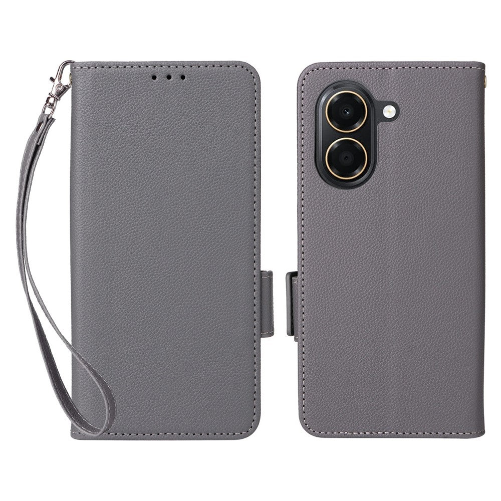 For Honor Play 80 Plus 5G / X7e 4G Case Litchi Texture Wallet Leather Phone Cover with Wrist Strap