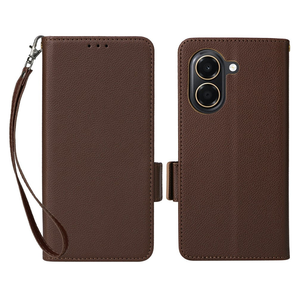 For Honor Play 80 Plus 5G / X7e 4G Case Litchi Texture Wallet Leather Phone Cover with Wrist Strap