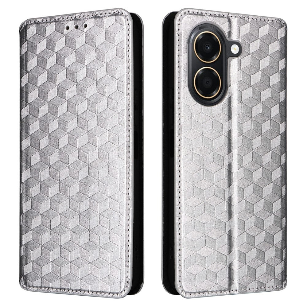 For Honor X7e 4G / Play 80 Plus 5G Case Wallet Rhombus Imprinted PU Leather Phone Cover