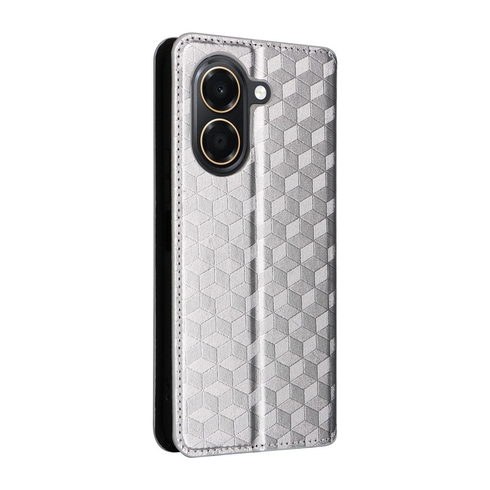 For Honor X7e 4G / Play 80 Plus 5G Case Wallet Rhombus Imprinted PU Leather Phone Cover