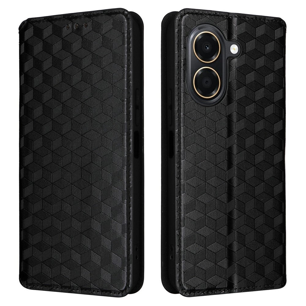 For Honor X7e 4G / Play 80 Plus 5G Case Wallet Rhombus Imprinted PU Leather Phone Cover